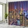 Ambesonne New York Shower Curtain, Aerial Cityscape Landmark Fourth of July Independence Penthouse Modern Image, Cloth Fabric Bathroom Decor Set with Hooks, 69" W x 70" L, Purple Yellow view 4