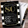 Black & White Stripy Gold 80th Personalized Birthday Party Invitations view 1