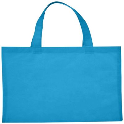 Reusable Convention - Conference Tote Bags Non Woven Bright Colors for Promotions, Aqua, Set of 100