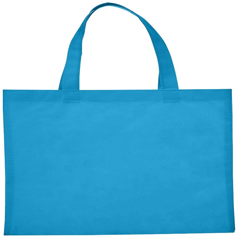 Reusable Convention - Conference Tote Bags Non Woven Bright Colors for Promotions, Aqua, Set of 100