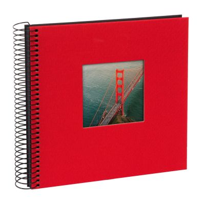 Goldbuch Bella Vista Spiral Linen Memory Cut-Out Cover 40 Black Pages Book for Gluing Photo Album, red, ca. 20 x 20 x 2,7 cm