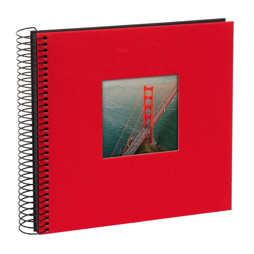 Goldbuch Bella Vista Spiral Linen Memory Cut-Out Cover 40 Black Pages Book for Gluing Photo Album, red, ca. 20 x 20 x 2,7 cm