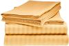 LaxLinen 100% Egyptian Cotton 4 PCs Bed Sheet Set (+24 Inch) Extra Deep Pocket Super/Olympic Queen, Gold Stripe 600 Thread Count view 1