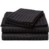 LaxLinen 100% Egyptian Cotton 4 PCs Bed Sheet Set (+24 Inch) Extra Deep Pocket Super/Olympic Queen, Black Stripe 600 Thread Count view 2