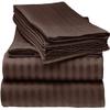 LaxLinen 100% Egyptian Cotton 4 PCs Bed Sheet Set (+24 Inch) Extra Deep Pocket King/Standard, Chocolate Stripe 600 Thread Count view 1