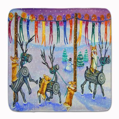 Caroline's Treasures Corgi Log Reindeer Race Christmas Floor Mat, 19" x 27", Multicolor