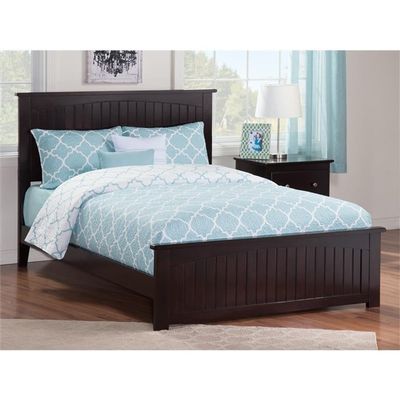 AFI Nantucket Full Solid Wood Foundation Bed with Charging Station in Espresso