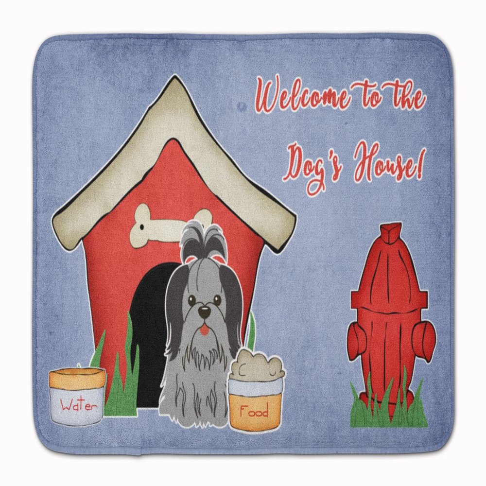 Caroline's Treasures BB2843RUG Dog House Collection Shih Tzu Black Silver Machine Washable Memory Foam Mat, Bathroom Rug, Non-Slip Bath Mat, Durable Thick Washable Rugs for Kitchen, Bathroom Quick Dry