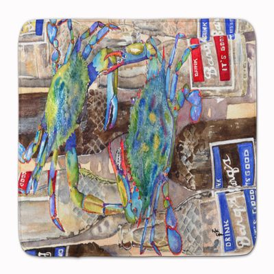 Caroline's Treasures 8914RUG Blue Crabby Bottles of Barqs Rootbeer Machine Washable Memory Foam Mat, Bathroom Rug, Non-Slip Bath Mat, Durable Thick Washable Rugs for Kitchen, Bathroom Quick Dry, Decor