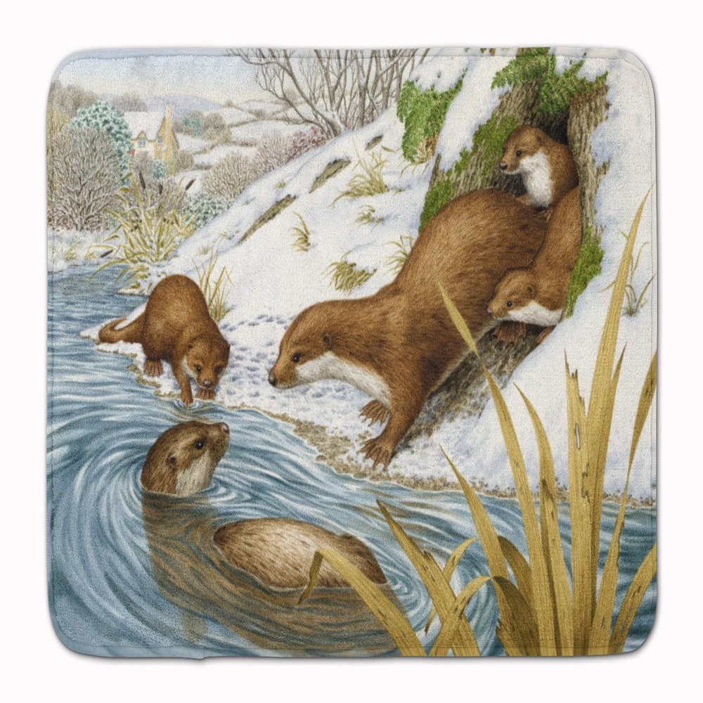 Caroline's Treasures ASA2186RUG Playtime Otters Machine Washable Memory Foam Mat, Bathroom Rug, Non-Slip Bath Mat, Durable Thick Washable Rugs for Kitchen, Bathroom Quick Dry, Decorative Artwork,