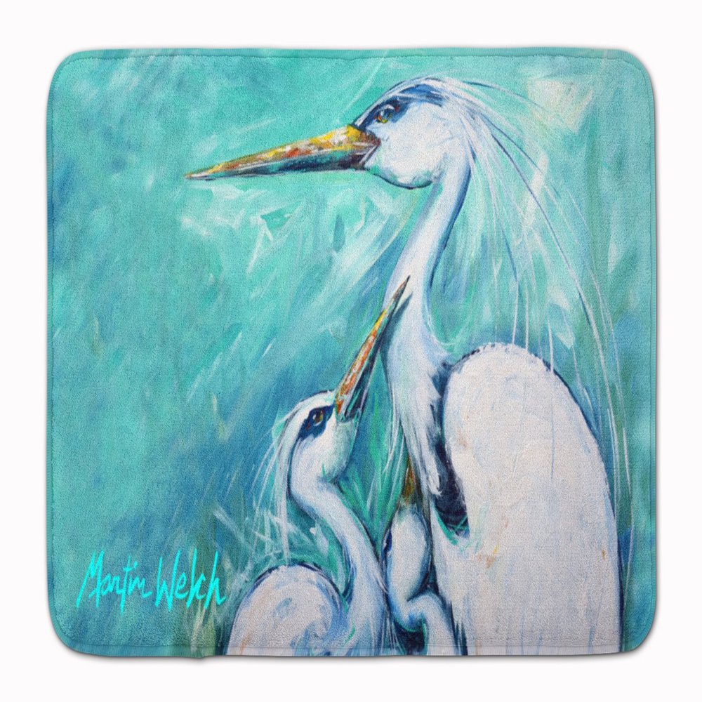Caroline's Treasures MW1159RUG Mother's Love White Crane Machine Washable Memory Foam Mat, Bathroom Rug, Non-Slip Bath Mat, Durable Thick Washable Rugs for Kitchen, Bathroom Quick Dry, Decorative Artw