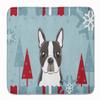 Caroline's Treasures BB1699RUG Winter Holiday Boston Terrier Machine Washable Memory Foam Mat, Bathroom Rug, Non-Slip Bath Mat, Durable Thick Washable Rugs for Kitchen, Bathroom Quick Dry, Decorative view 1
