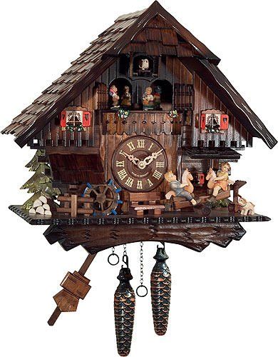 Cuckoo Clock Quartz-Movement Chalet-Style 36cm by Engstler