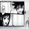 Ambesonne Anime Shower Curtain, Japanese Comics Strip Boy and Girl Fight Scene Manga Image Cartoon Print, Cloth Fabric Bathroom Decor Set with Hooks, 69" W x 75" L, Black White Grey view 1