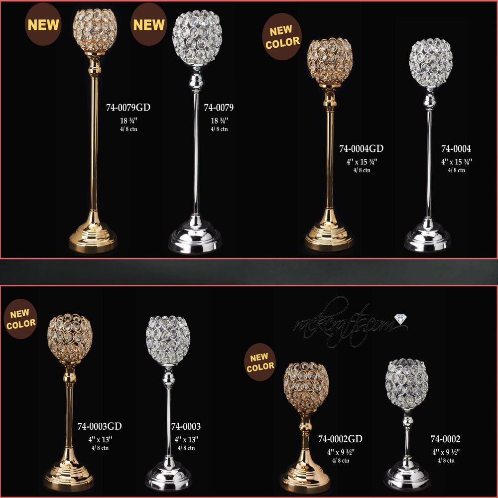 rackcrafts.com Acrylic Crystal Bowl Vase Stand Wedding Home Decor Gold Silver (Medium - Silver)