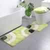 Amagical Microfiber Rug 3 Piece Bath Mat Set Pedestal Lid Toilet Cover Rug Bath Mat (Green) view 2