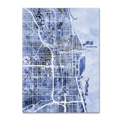 Trademark Fine Art Chicago City Street Map B&W by Michael Tompsett, 18x24-Inch