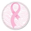 Breast Cancer Curvy Ribbon Circle Button with Magnetic Back By Magnet America Is 2.25" x 2.25" Made For Refrigerators view 1