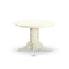 East West Furniture SHLG3-LWH-W 3 Piece Modern Dining Table Set Contains a Round Kitchen Table with Pedestal and 2 Dining Chairs, 42x42 Inch, Linen White view 2