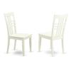 East West Furniture SHLG3-LWH-W 3 Piece Modern Dining Table Set Contains a Round Kitchen Table with Pedestal and 2 Dining Chairs, 42x42 Inch, Linen White view 3