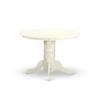 East West Furniture SHLG3-LWH-W 3 Piece Modern Dining Table Set Contains a Round Kitchen Table with Pedestal and 2 Dining Chairs, 42x42 Inch, Linen White view 4