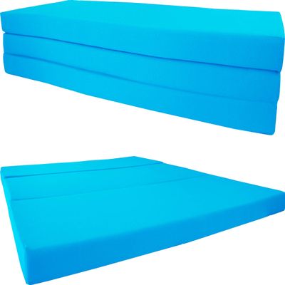 D&D Futon Furniture Portable Trifold Mattress, Foldable Foam Mattresses Small Space Saving Guest, Floor Fold Out Bed Ottoman, 4 inch Folding Cushion Pad Camping RV (Queen Size 4x60x80, Turquoise)