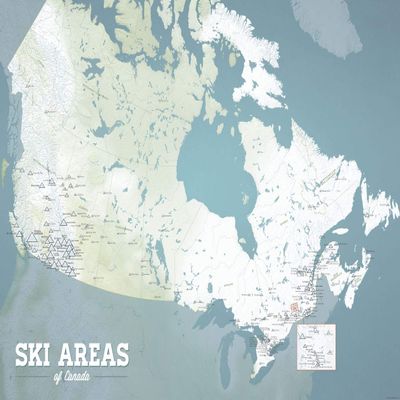 Canada Ski Resorts Map 24x36 Poster (Natural Earth)