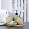 axentia Avignon 126822 Bathroom Set, Toilet Accessories Made Ceramic and Bamboo, Brown, 23 x 30 x 11 cm view 2