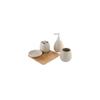 axentia Avignon 126822 Bathroom Set, Toilet Accessories Made Ceramic and Bamboo, Brown, 23 x 30 x 11 cm view 3