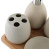 axentia Avignon 126822 Bathroom Set, Toilet Accessories Made Ceramic and Bamboo, Brown, 23 x 30 x 11 cm view 4
