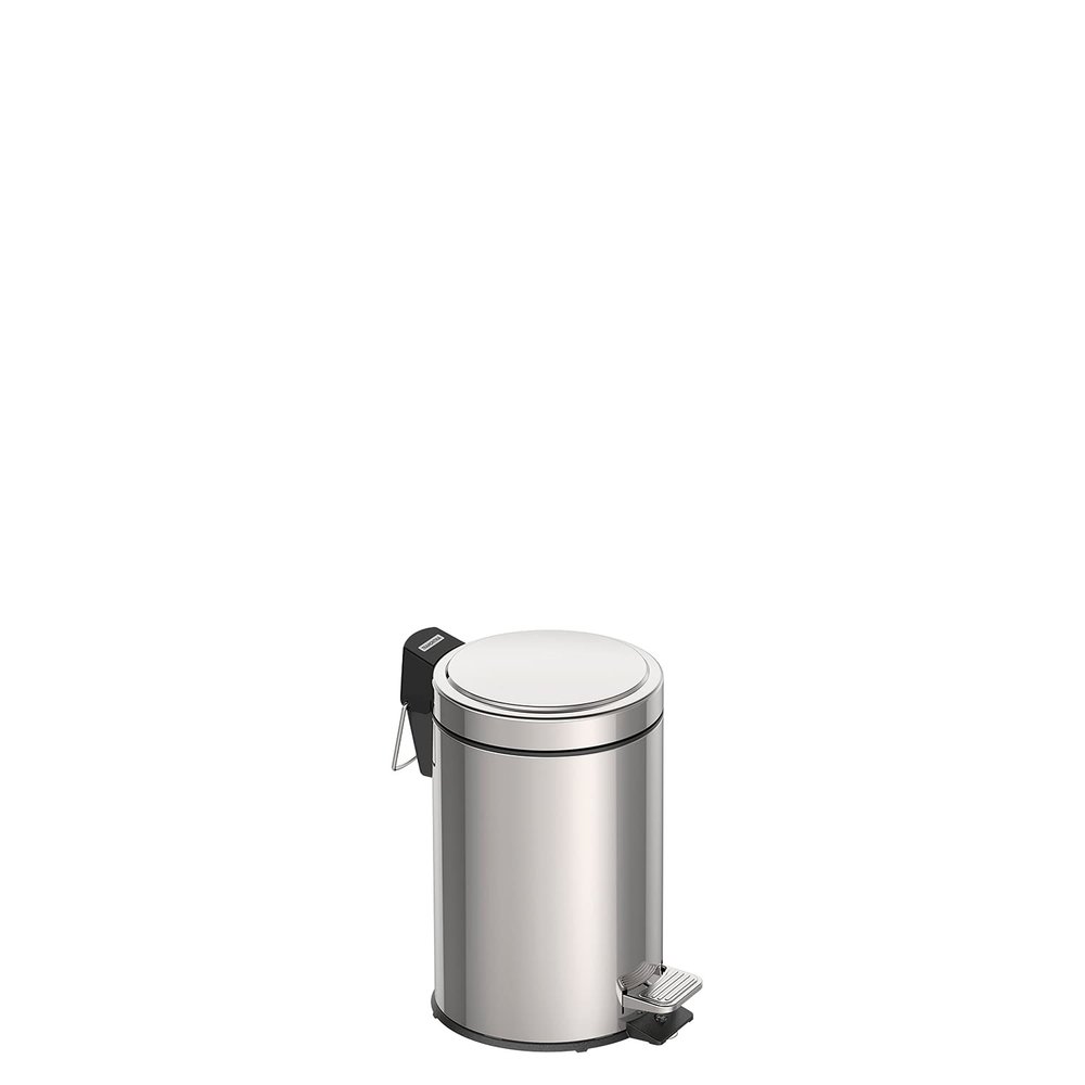 Tramontina 3L Pedal Bin  Stainless Steel Bathroom Bin with Lid, 17 cm Diameter x 27 cm Height, 94538103