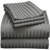 LaxLinen 100% Egyptian Cotton 4 PCs Bed Sheet Set (+24 Inch) Extra Deep Pocket King/Standard, Elephant Grey Stripe 600 Thread Count view 1