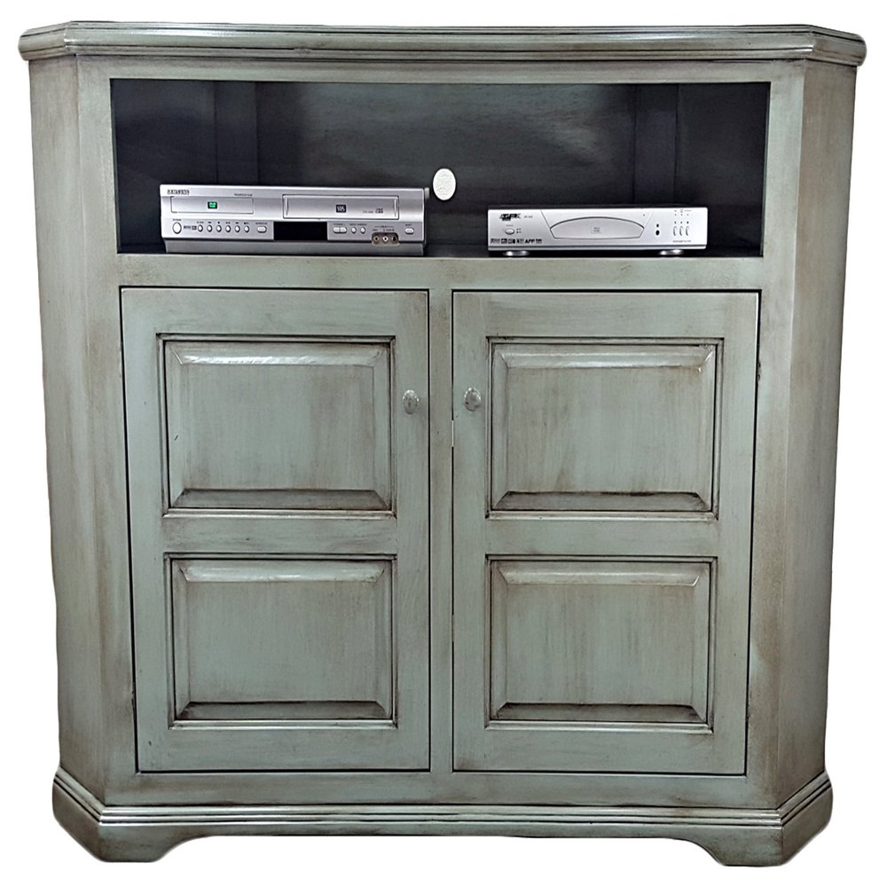 American Heartland Poplar Tall Corner TV Stand in European Yellow