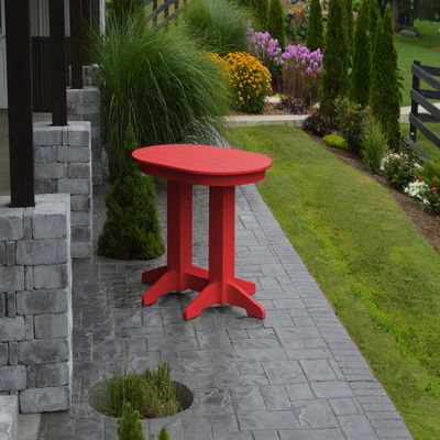 A & L Furniture Oval Dining Table without Hole, Bright Red