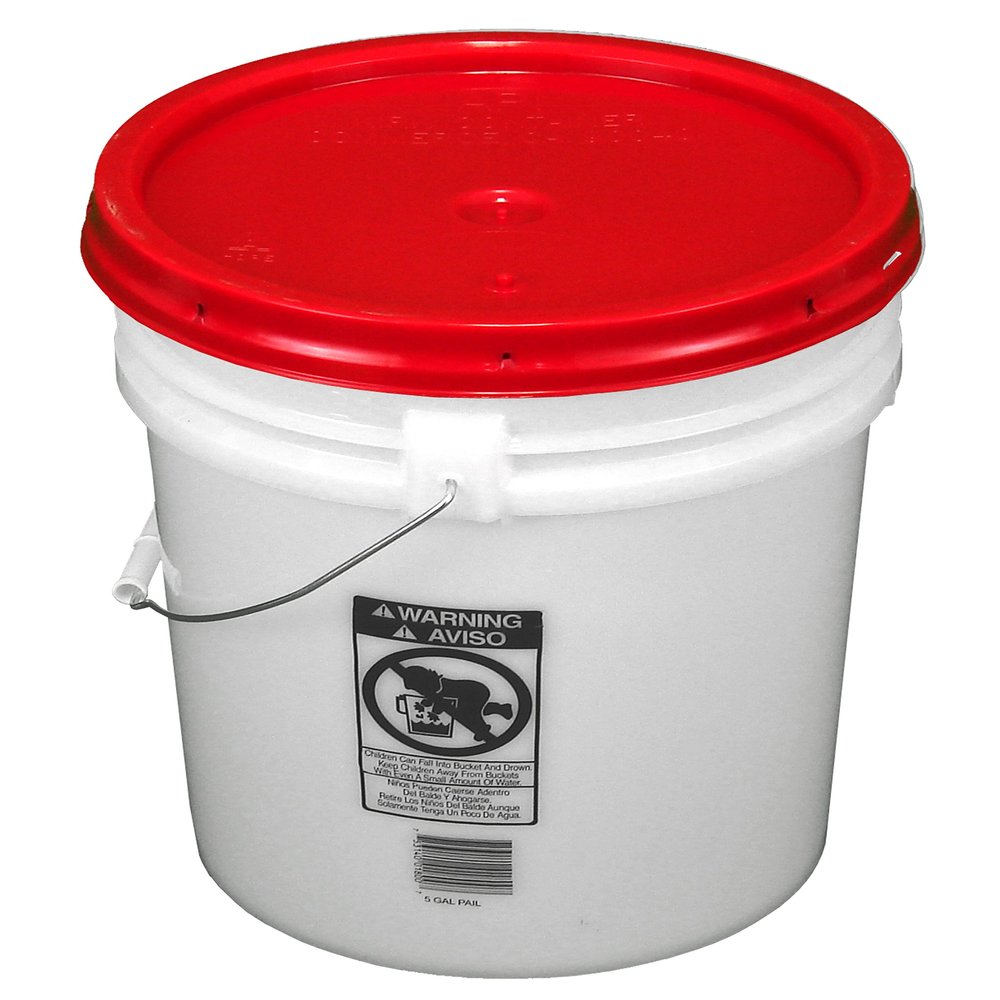 Natural 5 Gallon 90 mil Bucket with Snap On Lid (Red)