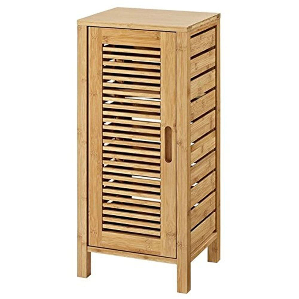 Linon Bracken Sturdy Solid Bamboo Cabinet with a Door and 3 Shelves in Natural