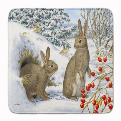 Caroline's Treasures ASA2181RUG Winter Rabbits Machine Washable Memory Foam Mat, Bathroom Rug, Non-Slip Bath Mat, Durable Thick Washable Rugs for Kitchen, Bathroom Quick Dry, Decorative Artwork,