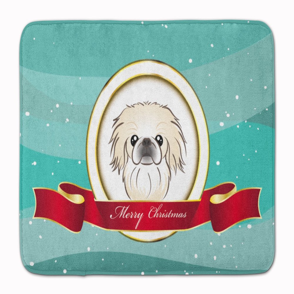 Caroline's Treasures BB1531RUG Pekingese Merry Christmas Machine Washable Memory Foam Mat, Bathroom Rug, Non-Slip Bath Mat, Durable Thick Washable Rugs for Kitchen, Bathroom Quick Dry, Decorative Artw
