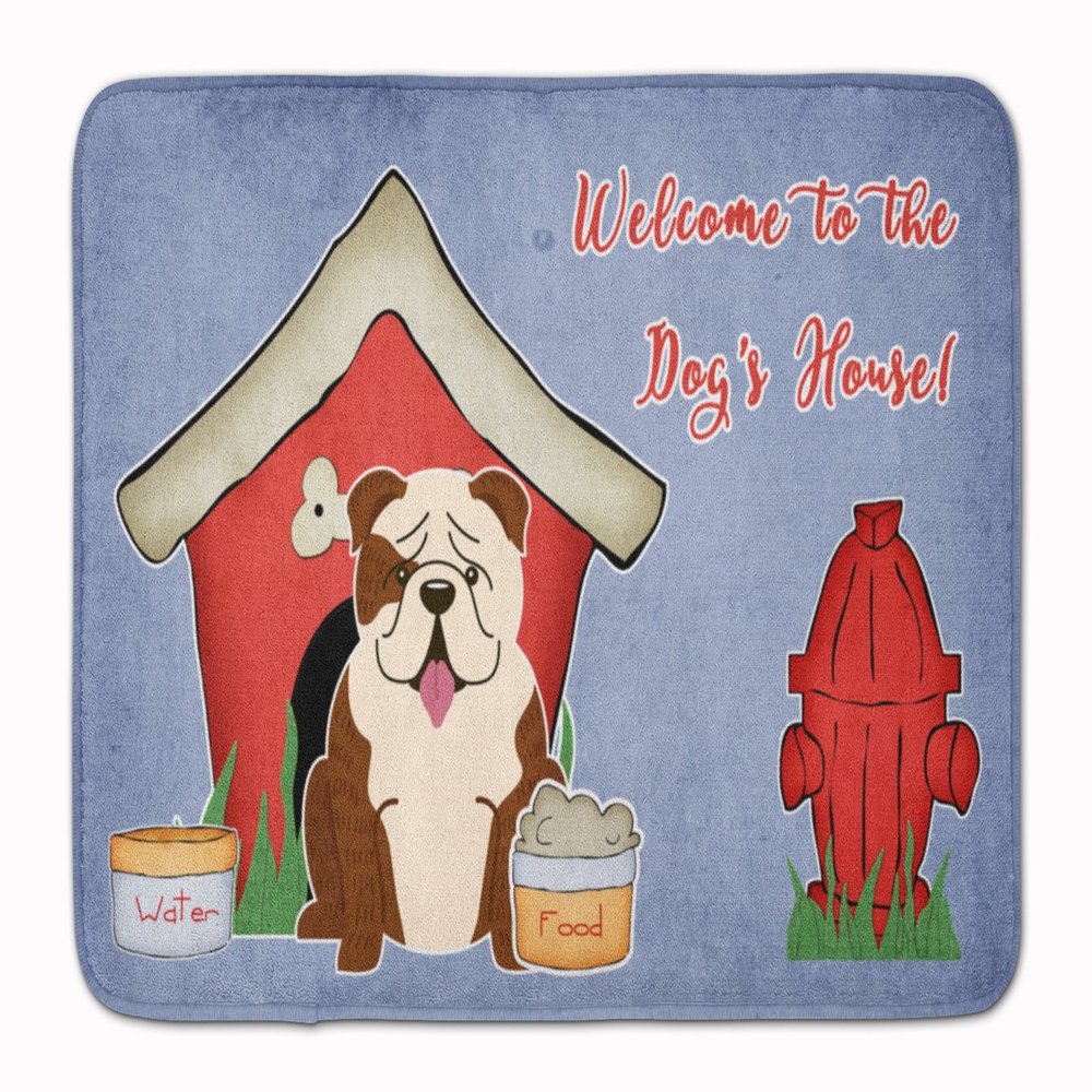 Caroline's Treasures BB2875RUG Dog House Collection English Bulldog Brindle White Machine Washable Memory Foam Mat, Bathroom Rug, Non-Slip Bath Mat, Durable Thick Washable Rugs for Kitchen, Bathroom Q