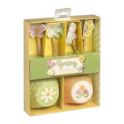 Spring Cupcake Muffin Set with Flower Motif Set