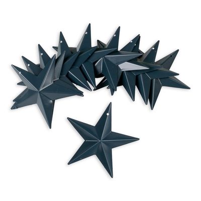 Factory Direct Craft Pack of 12 Painted Navy Blue Metal Dimensional Barn Stars with Holes - Mini Stars for Crafts and Decorations (Size-3-1/2 Inches Dia)
