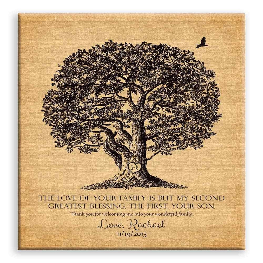 11x14 Mounted Canvas Art Print - Personalized Mother of Groom Thank You Gift The Love of Your Family Second Greatest Blessing for Parents Wedding Poem - With Gift Wrapping LTC-C1157