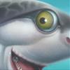 14.5"x20" Sharky The Friendly Shark Cartoon Art - Tropical Beach Decor Poster - Underwater Sea Scene Giclee Matte Print - by Walt Curlee view 2