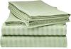 LaxLinen 100% Egyptian Cotton 4 PCs Bed Sheet Set (+24 Inch) Extra Deep Pocket Full Bed/Double Bed Size, Sage Stripe 600 Thread Count view 1