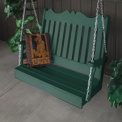 A & L Furniture Poly Royal English Porch Swing, Turf Green