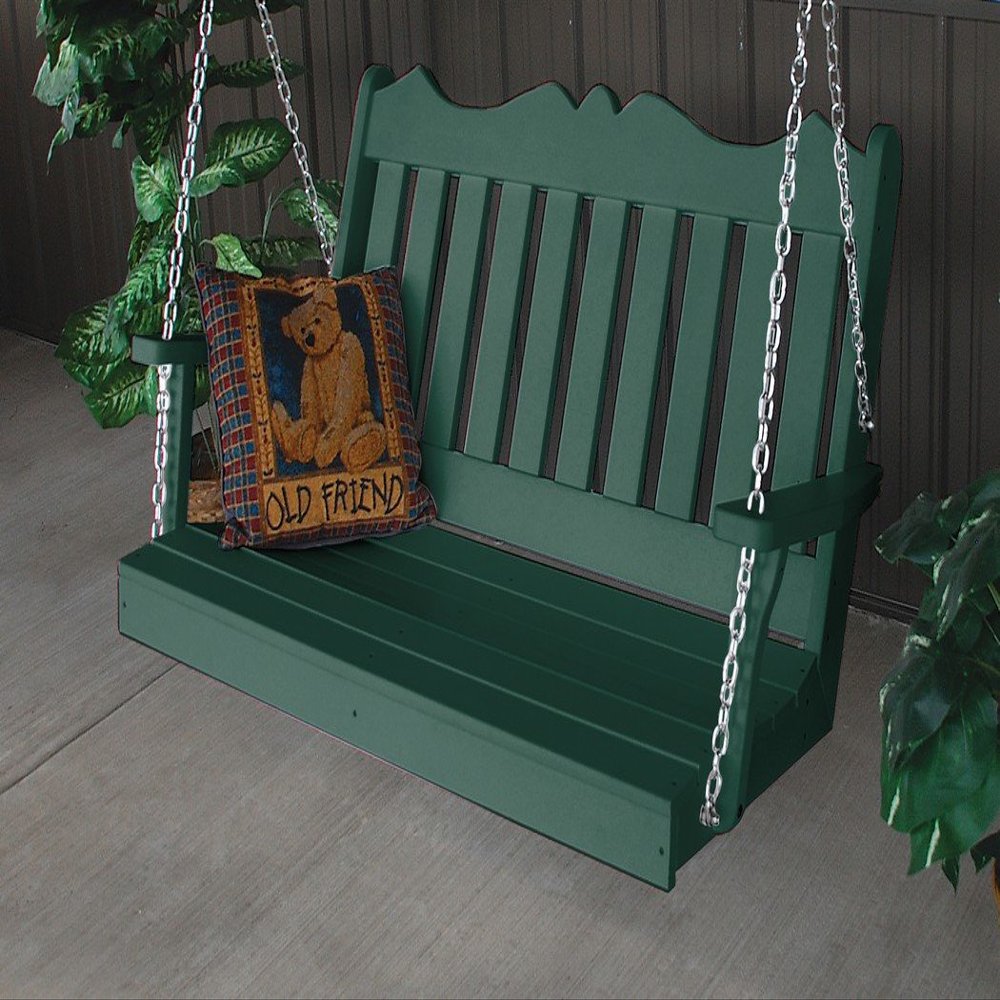 A & L Furniture Poly Royal English Porch Swing, Turf Green