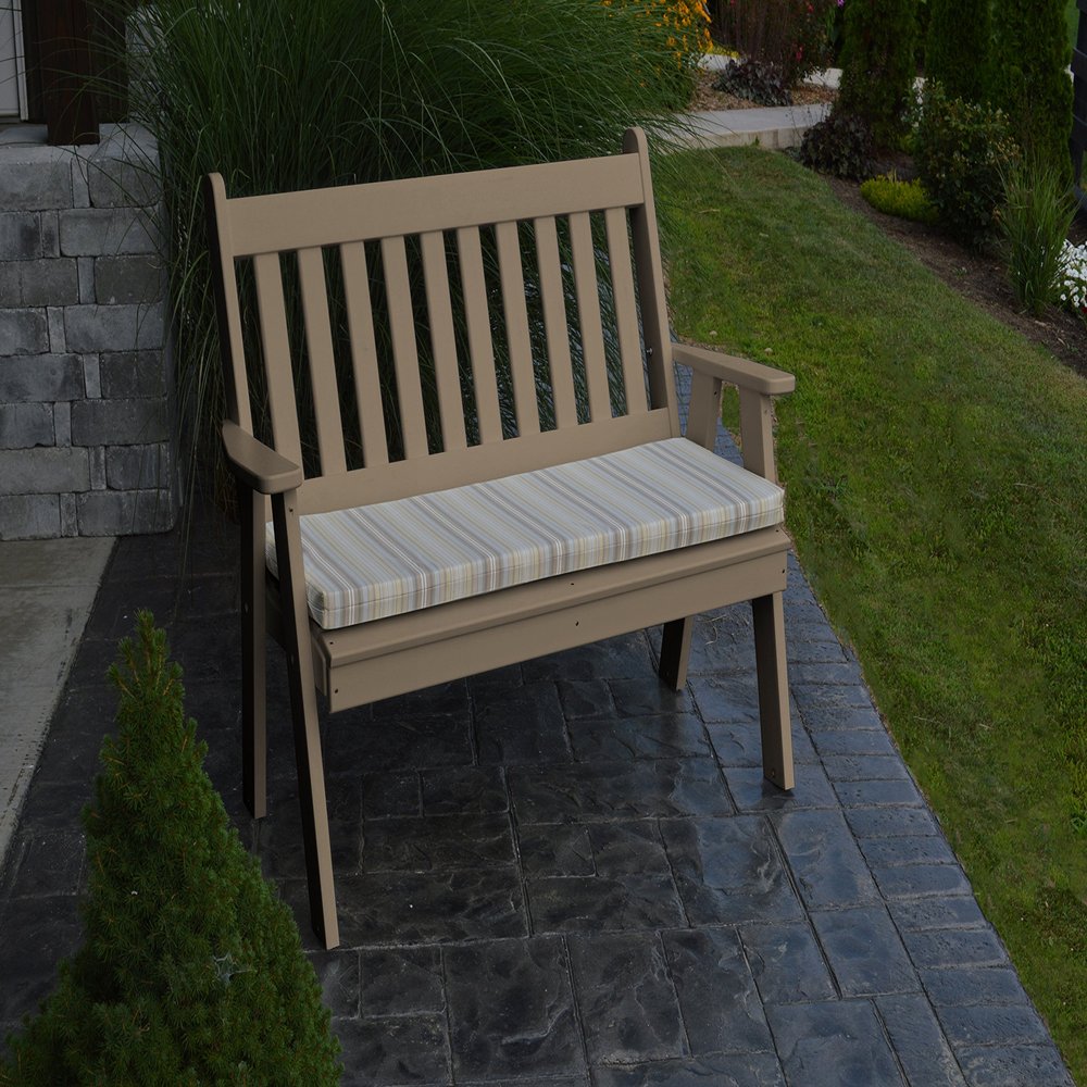 A & L Furniture Poly Traditional English Bench, Weathered Wood