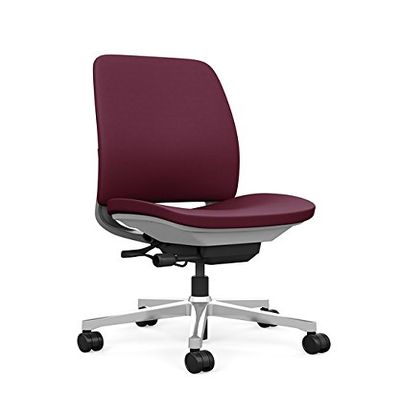 Steelcase Amia Task Chair: Platinum Frame/Polished Aluminum Base - Armless - Standard Carpet Casters