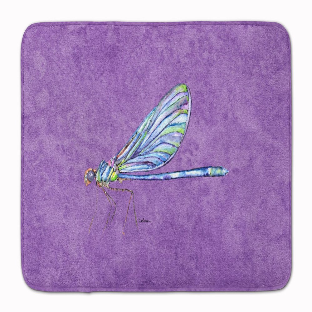 Caroline's Treasures 8865RUG Dragonfly on Purple Machine Washable Memory Foam Mat, Bathroom Rug, Non-Slip Bath Mat, Durable Thick Washable Rugs for Kitchen, Bathroom Quick Dry, Decorative Artwork,
