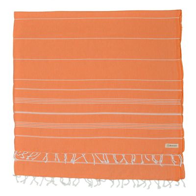 Bersuse Towels Anatolia XL Beach Blanket Throw Blanket Turkish Towel 100% Cotton Extra-Large Quick-Dry Lightweight Premium Peshtemal Towel - 61x82 Inches, Orange (Set of 3)